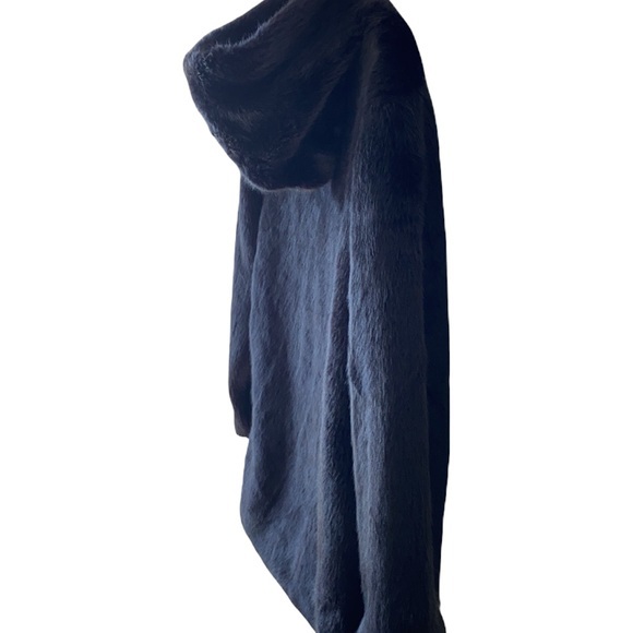 Faux Mink Jacket 3/4 Length with Hood Like New - Picture 3 of 6